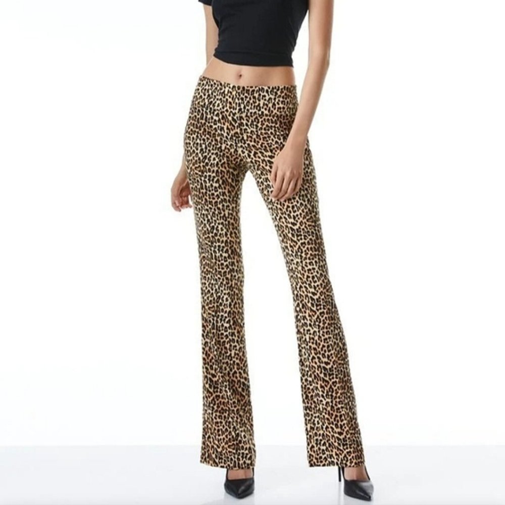 Alice + Olivia Leopard Low-Rise Stretch Bootcut Pants - 4 - NWT *prof. HEMMED*